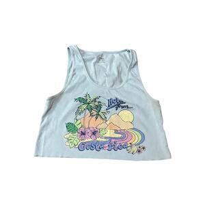 CottonOn Blue Graphic Ribbed Tank Cropped Size L